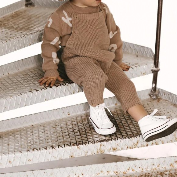 NWT Luna + Luca Chunky Knit Overalls 0-3 months - Picture 1 of 10